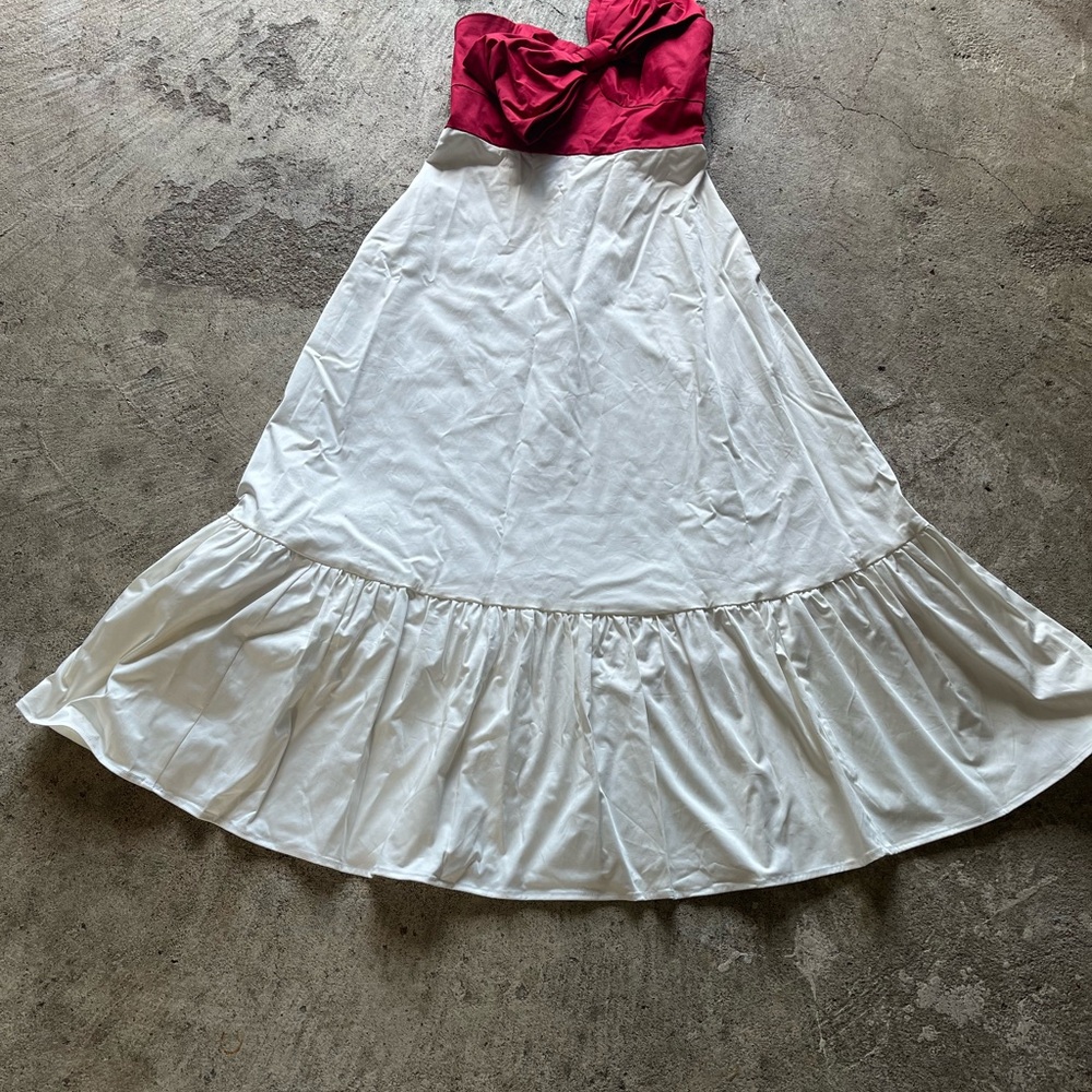 Anthropologie Strapless Maxi Dress in White and Berry